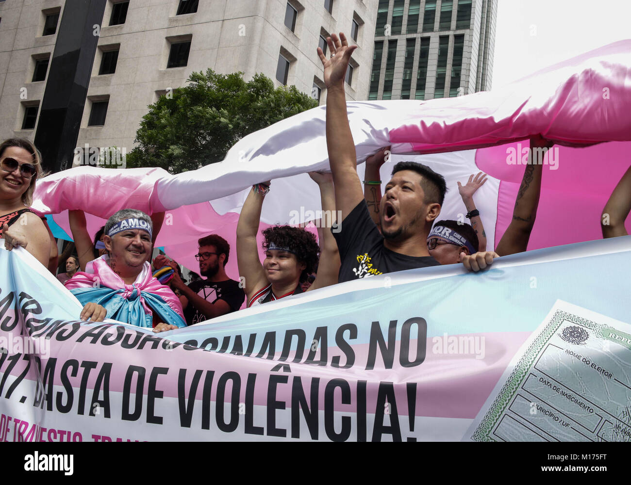 Sao Paulo, Brazil. 27th Jan, 2018. Hundreds of people linked to GLBT ...
