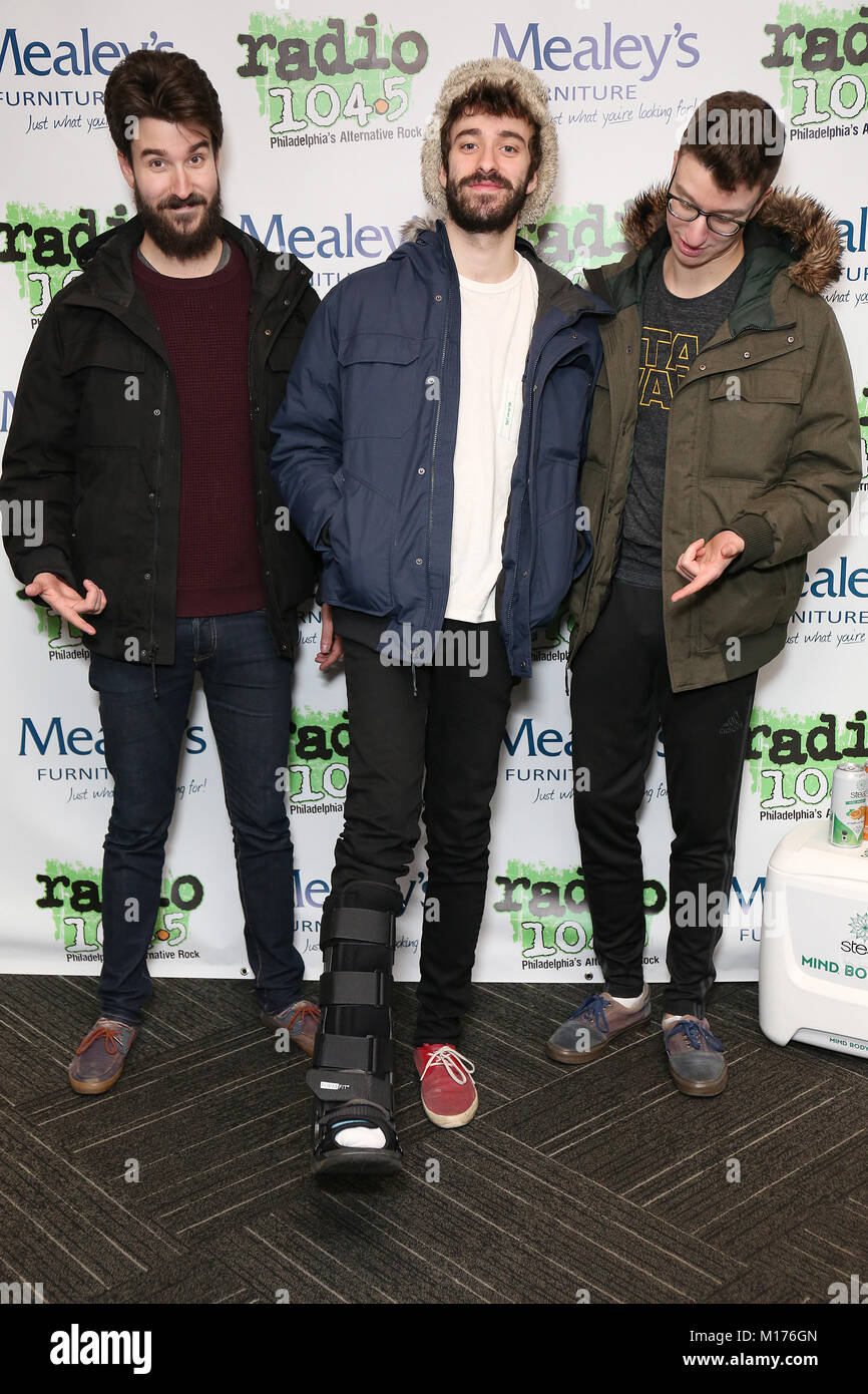 Philadelphia, PA, USA. 27th Jan, 2018. AJR pictured backstage at