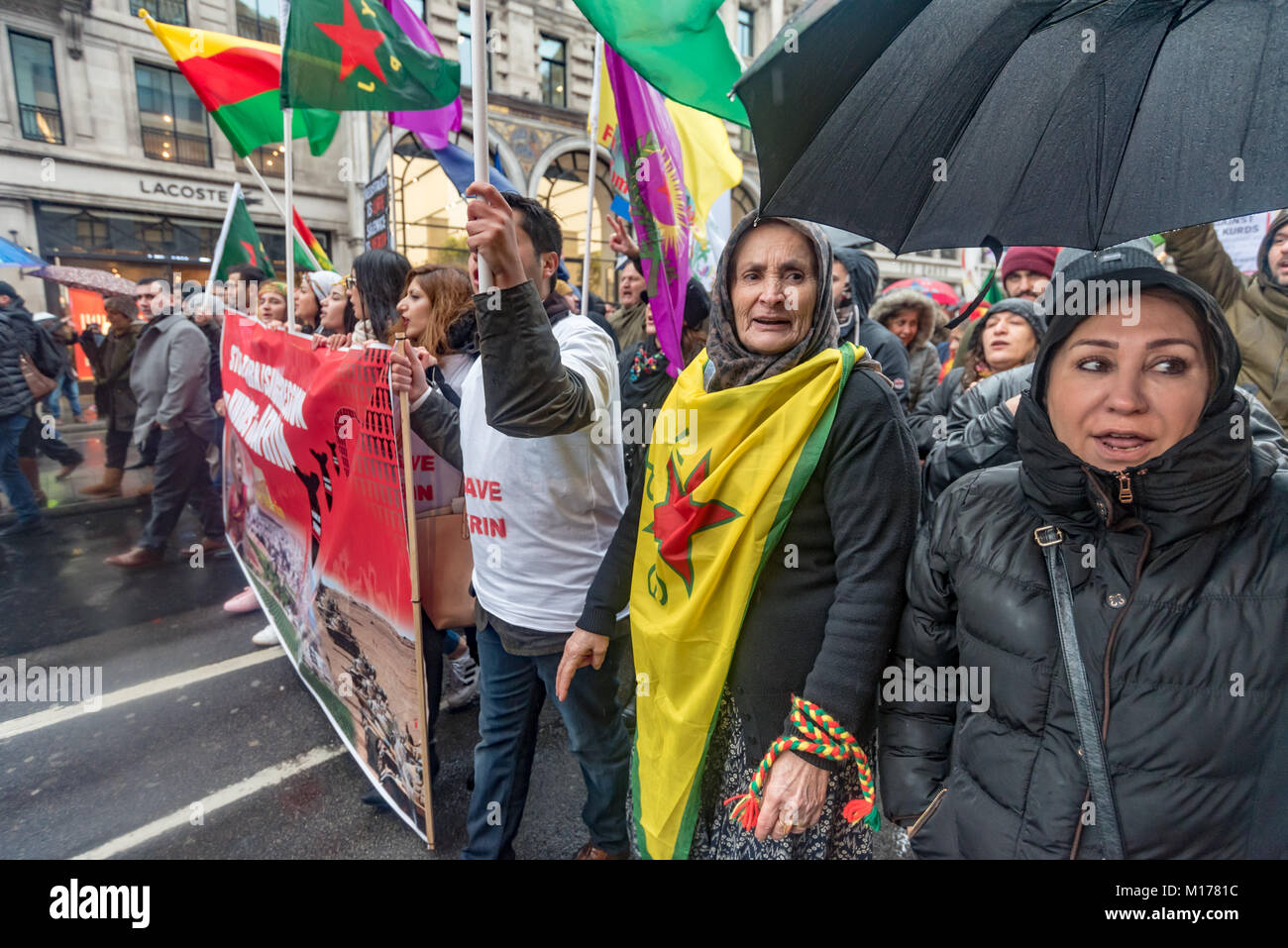 London, UK. 27th January 2018. Several thousand people, mainly Kurds ...