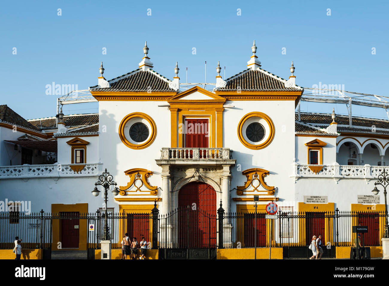 Main entrance, Plaza de Toros (bullring) La Maestranza, Seville, Spain Stock Photo