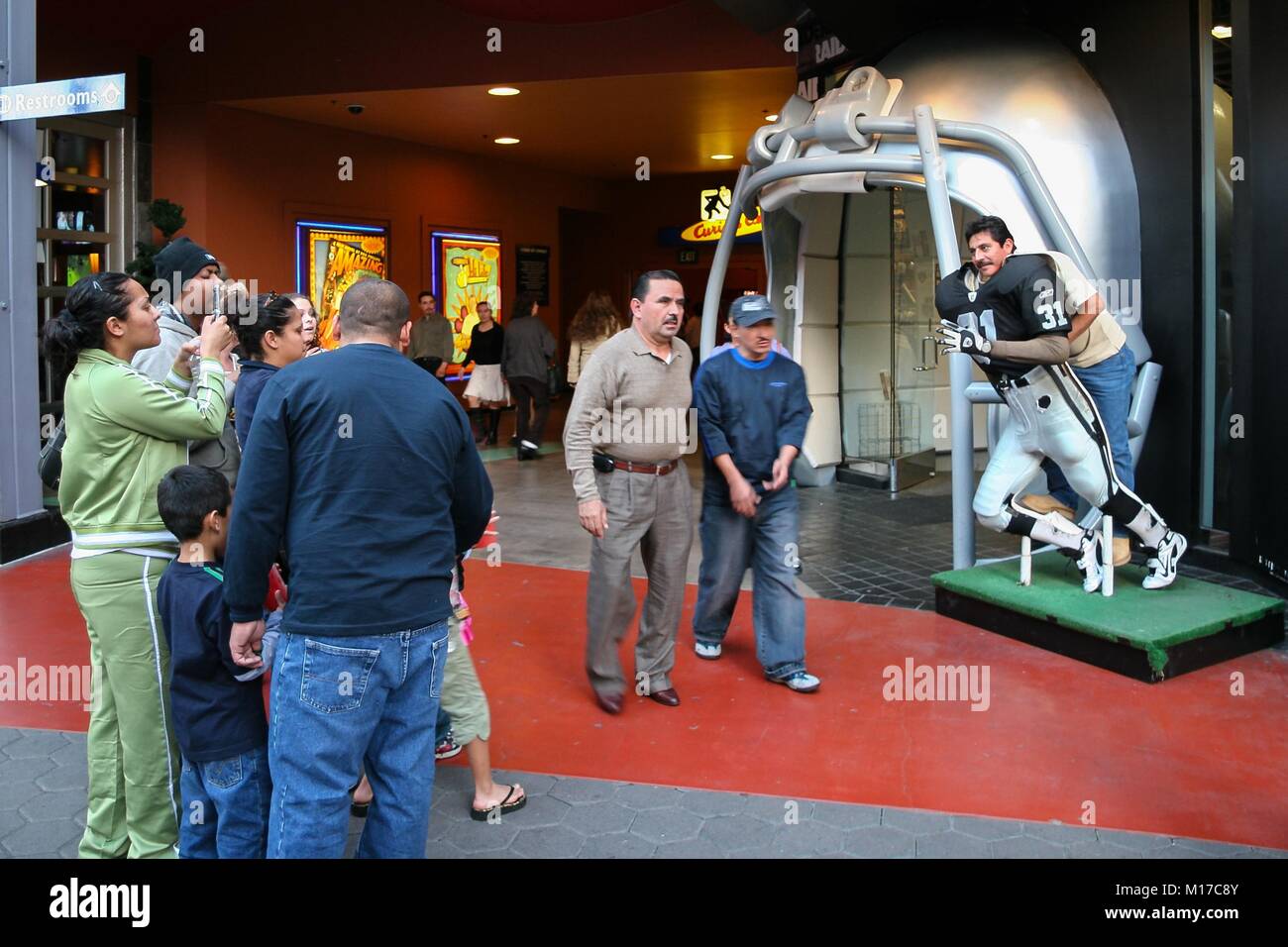 NFL, The Raider Image in Universal City Walk. Stock Photo