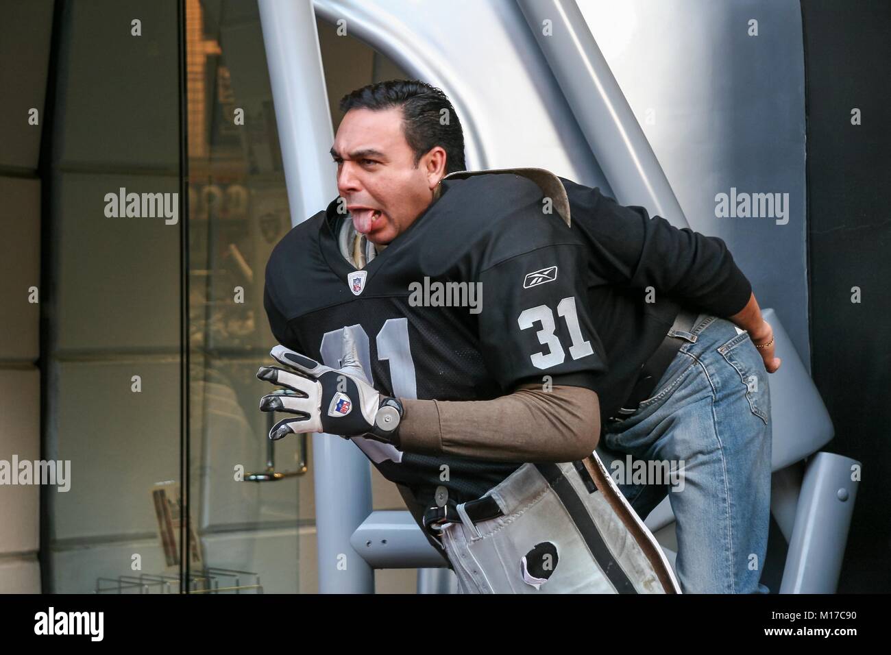 NFL, The Raider Image in Universal City Walk. Stock Photo