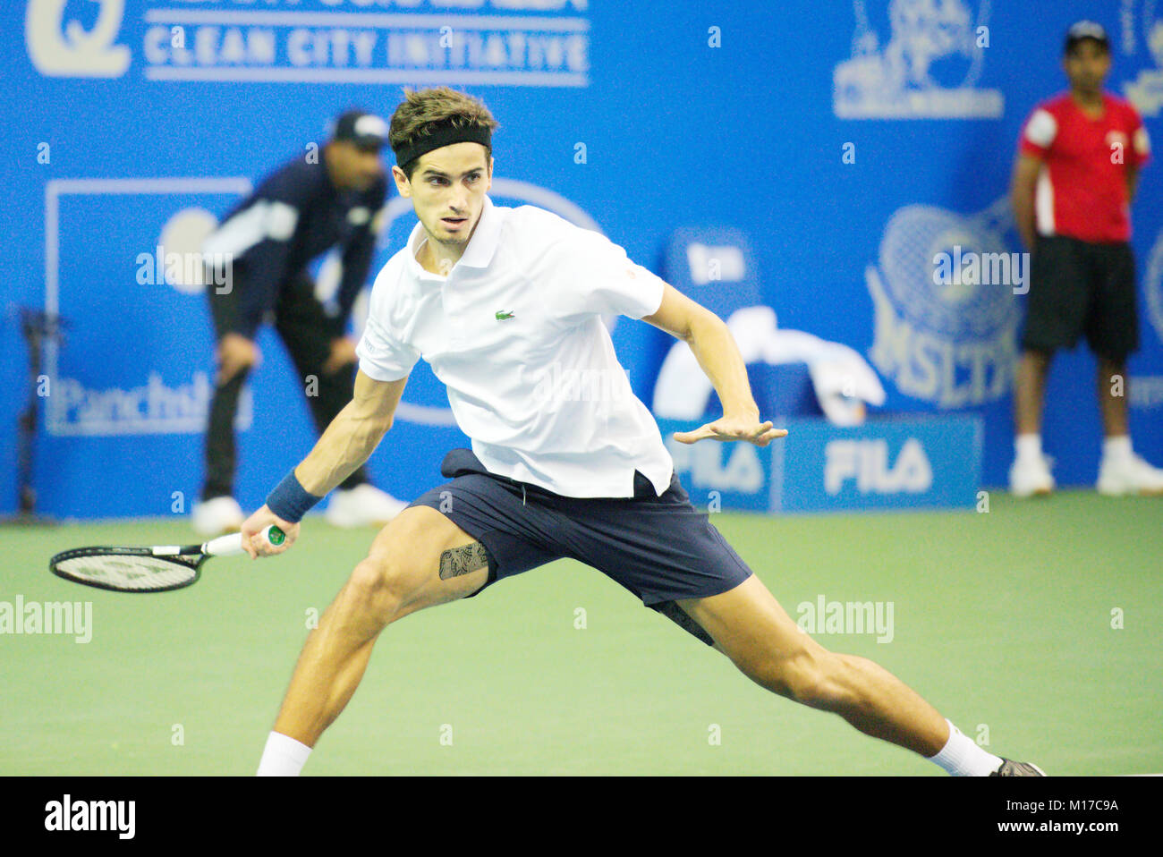 Pune, India. 4th January 2018. Pierre-Hugues Herbert of France, in action  in a quarter-final match of Tata Open Maharashtra Tennis tournament Stock  Photo - Alamy