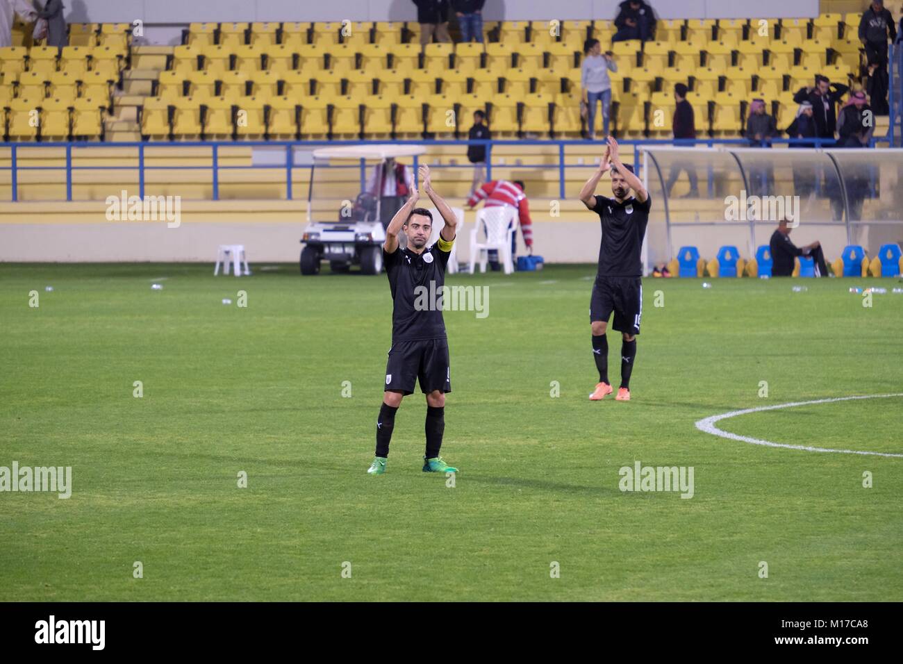 Al Gharrafa vs Al Sadd, Qatar Stars League, 25 January 2018 featuring Xavi and Wesley Sneijder Stock Photo