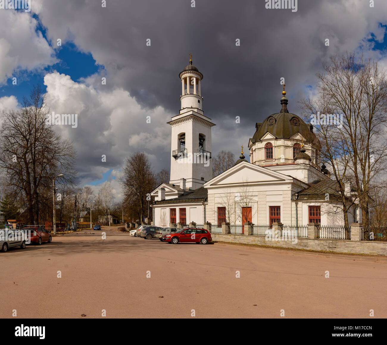 The Church of St. Alexander Nevsky in the Neva. Historical site of the Neva battle in 1240. Stock Photo