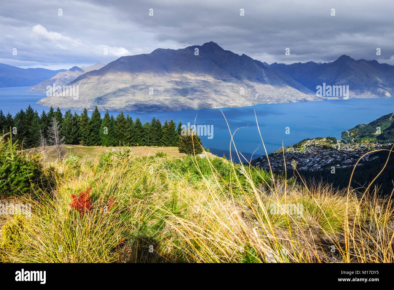 Lake Wakatipu and Queenstown aerial view, New Zealand Stock Photo - Alamy