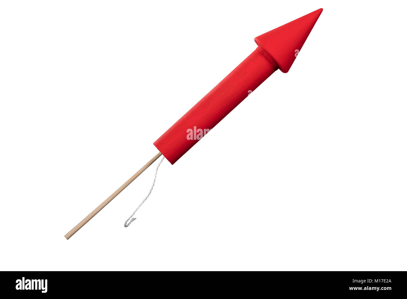 Close-up Of Red Rocket Firework Isolated Over White Background Stock Photo