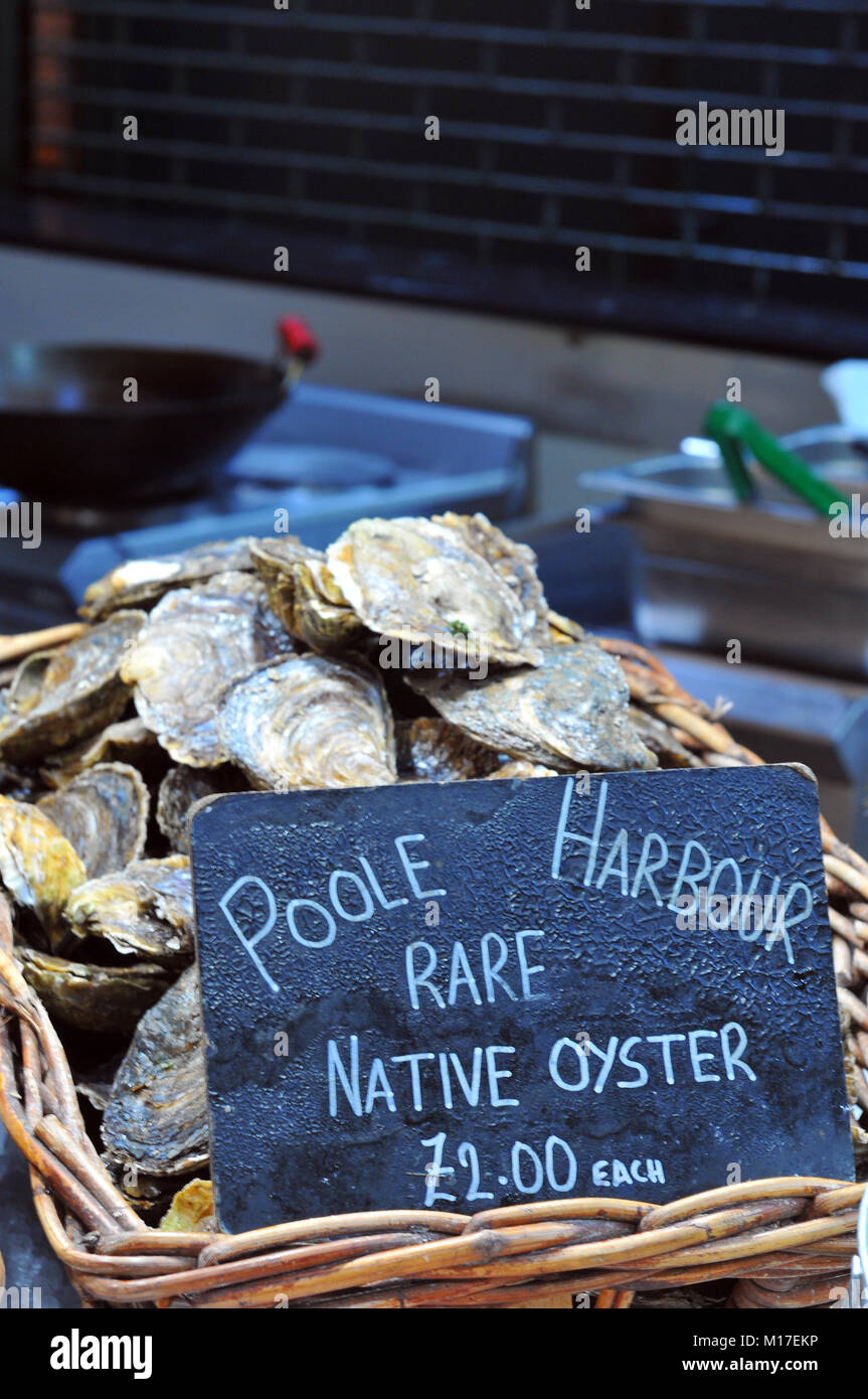 Poole harbour oysters caught by local shellfish fishermen and for sale
