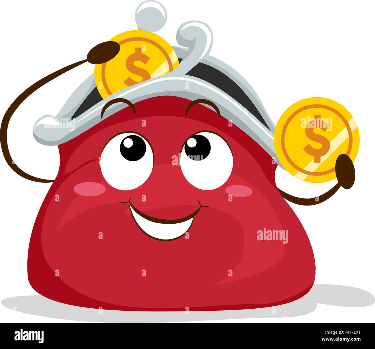 Illustration of a Red Coin Purse Mascot Placing a Coin Inside It Stock  Photo - Alamy