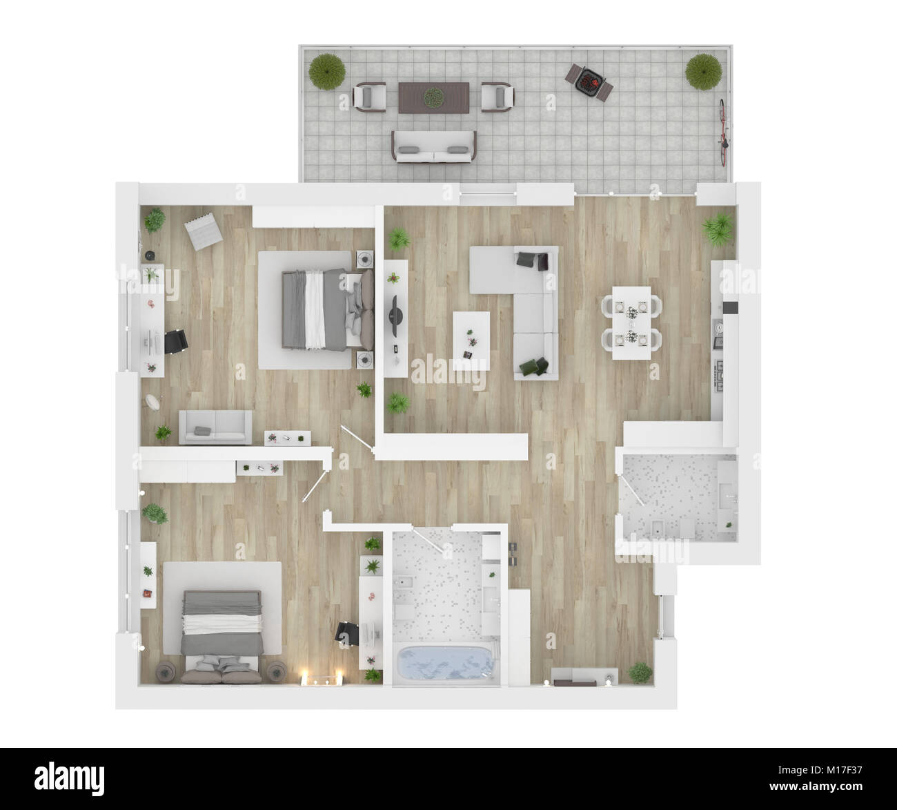 Floor plan top view. Apartment interior isolated on white