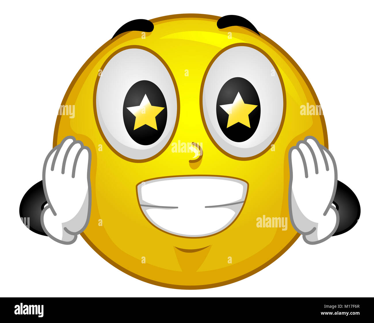 Illustration of a Smiley Mascot with Stars in Its Eyes. Starry Eyes