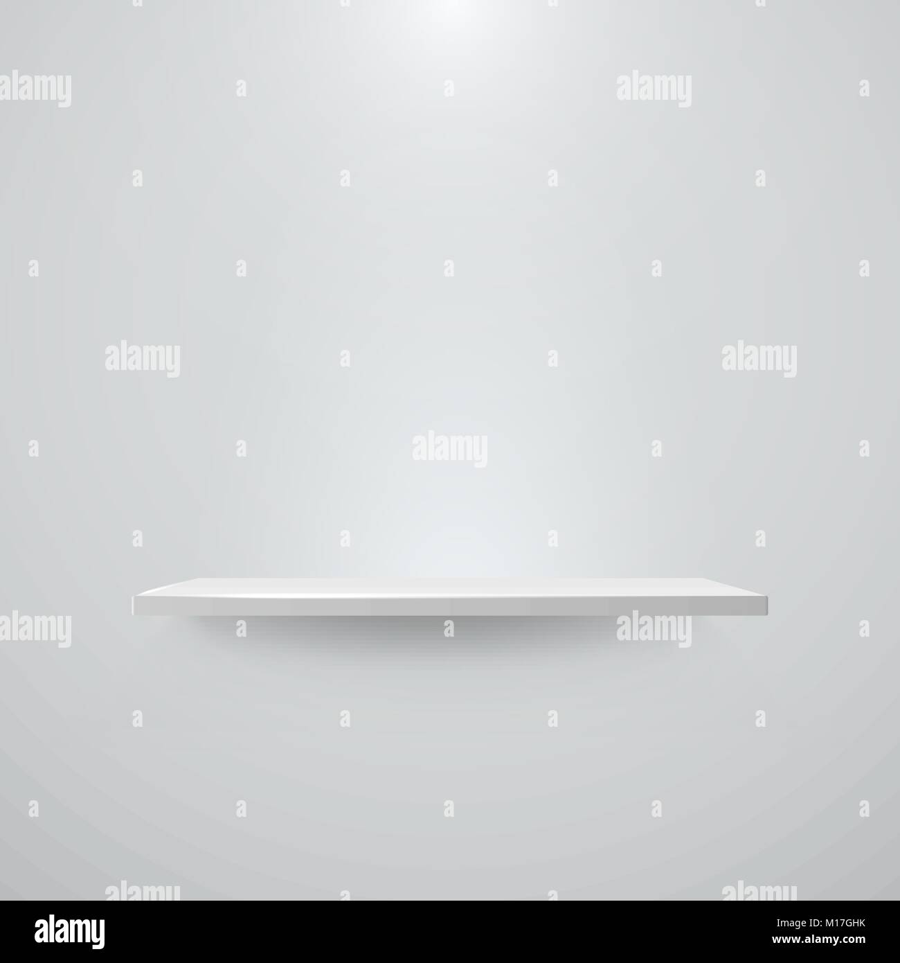 Shelf with light and shadow on empty white wall. Vector illustration Stock Vector