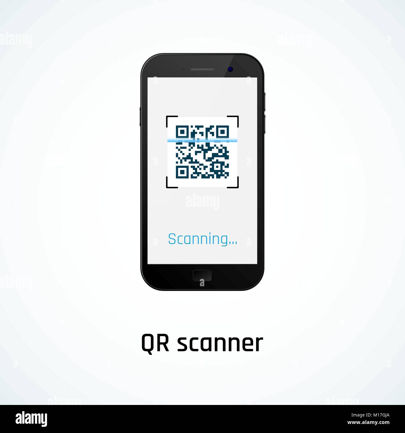 QR code scanning with a mobile phone. Vector illustration Stock Vector