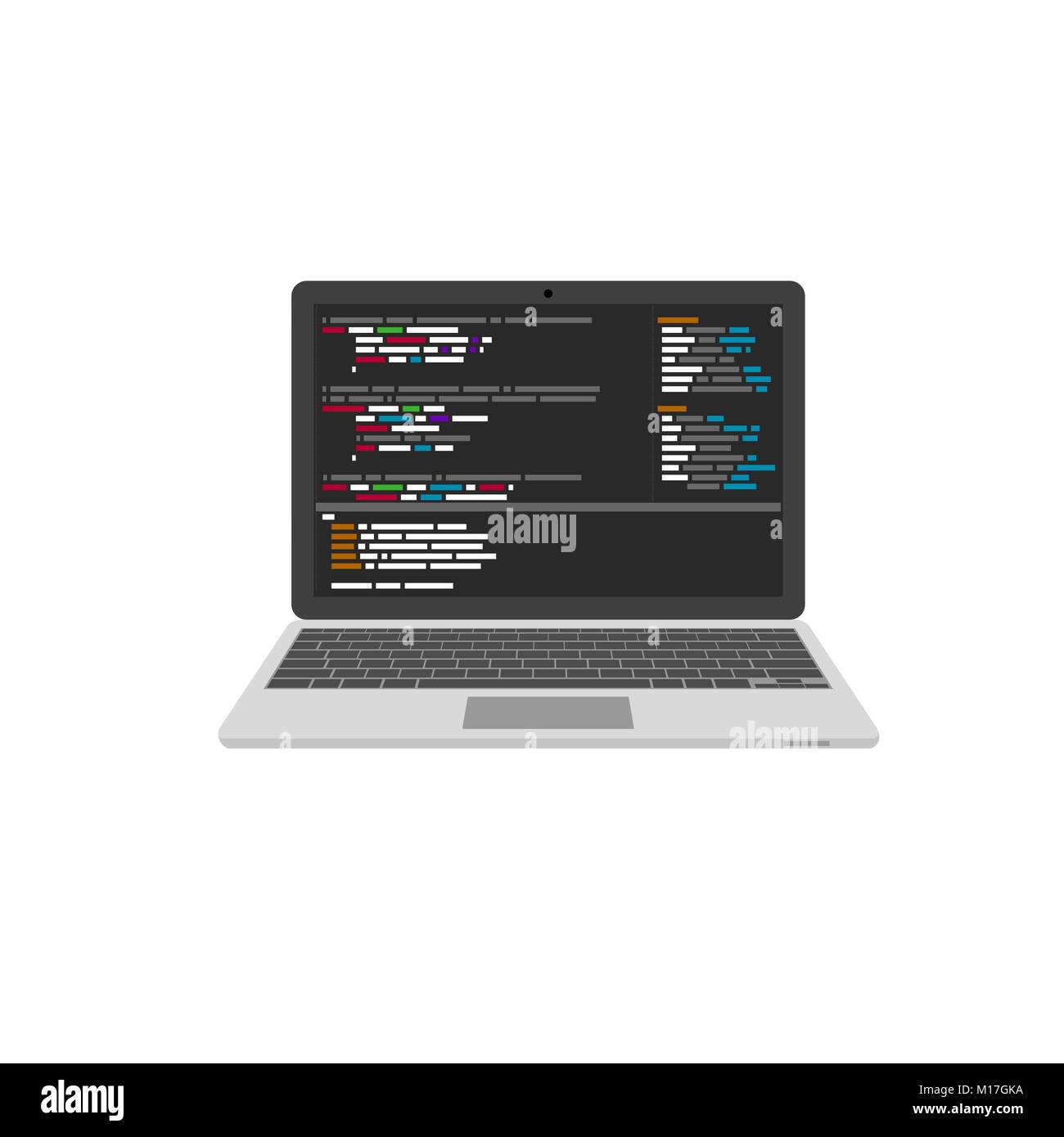Programming and coding. Website development on laptop. Vector illustration Stock Vector