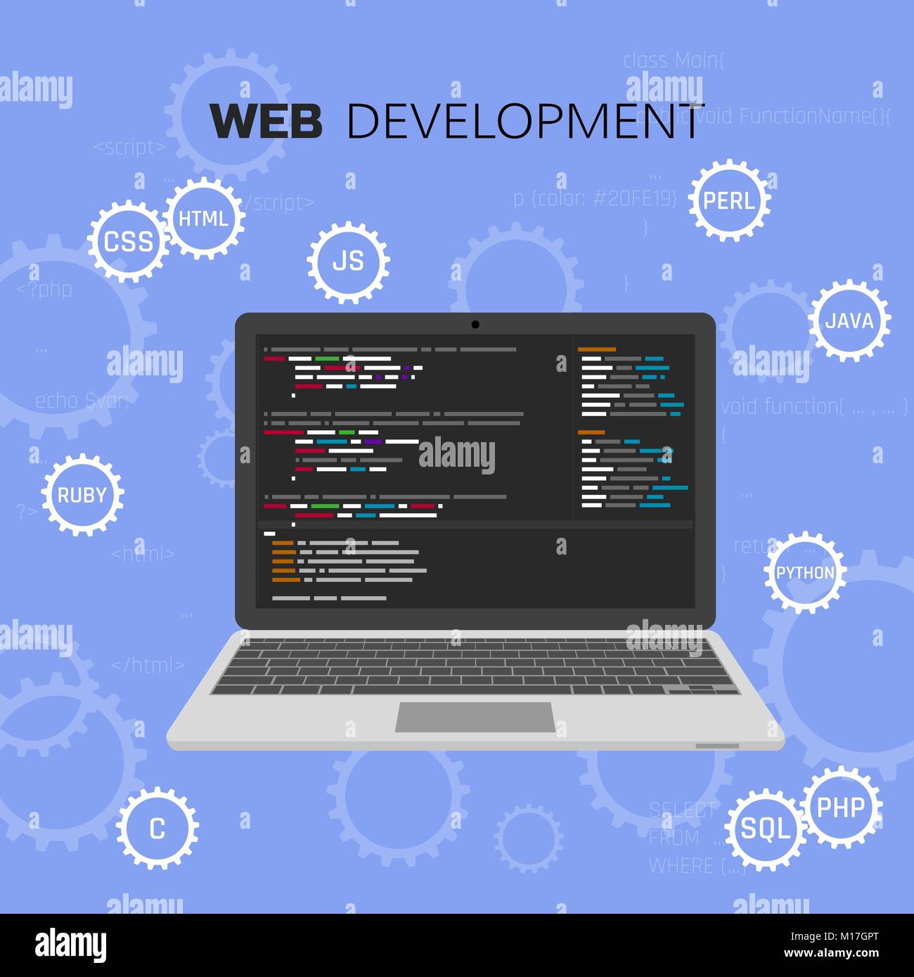 Programming and coding. Programming languages. Web development. Software testing. Concept vector infographic Stock Vector
