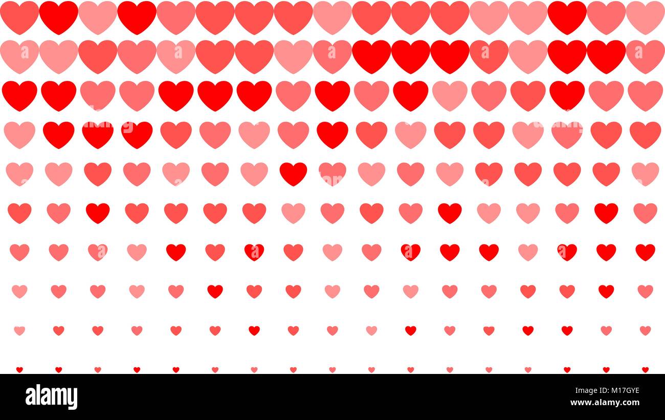 Heart halftone background. Red hearts on white background. Vector ...