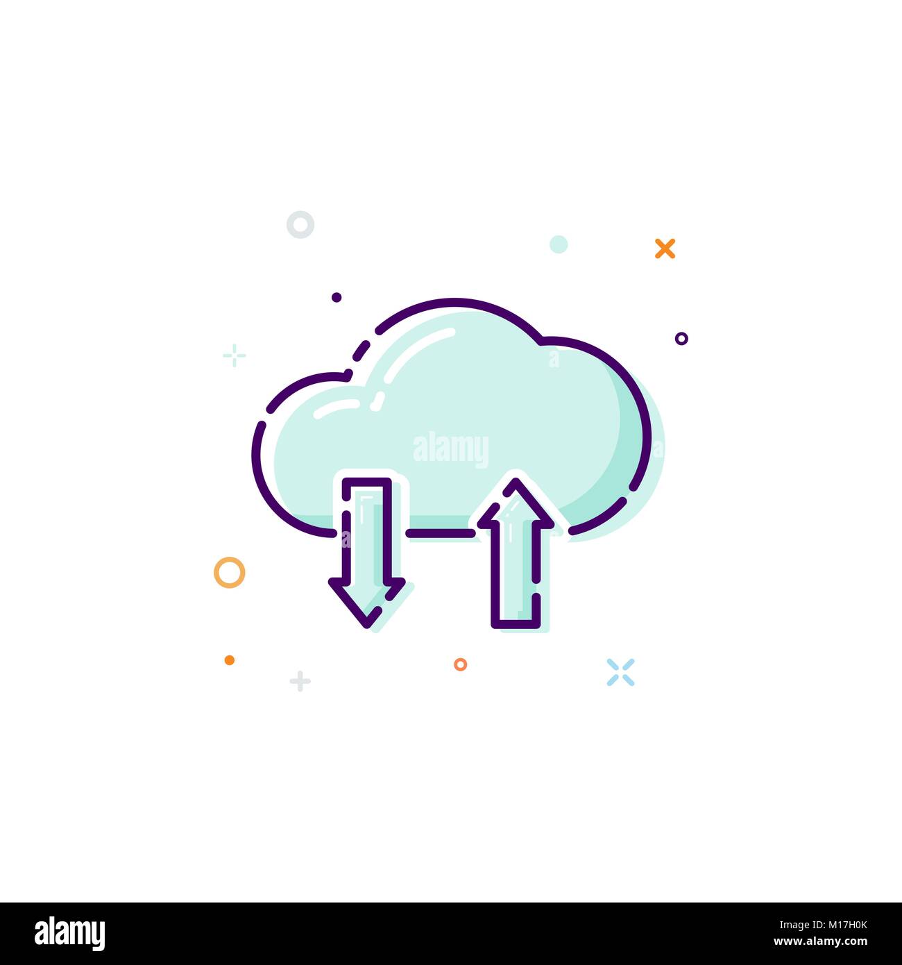 Concept cloud icon. Thin line flat design element. Data store concept. Vector illustration isolated on white background Stock Vector