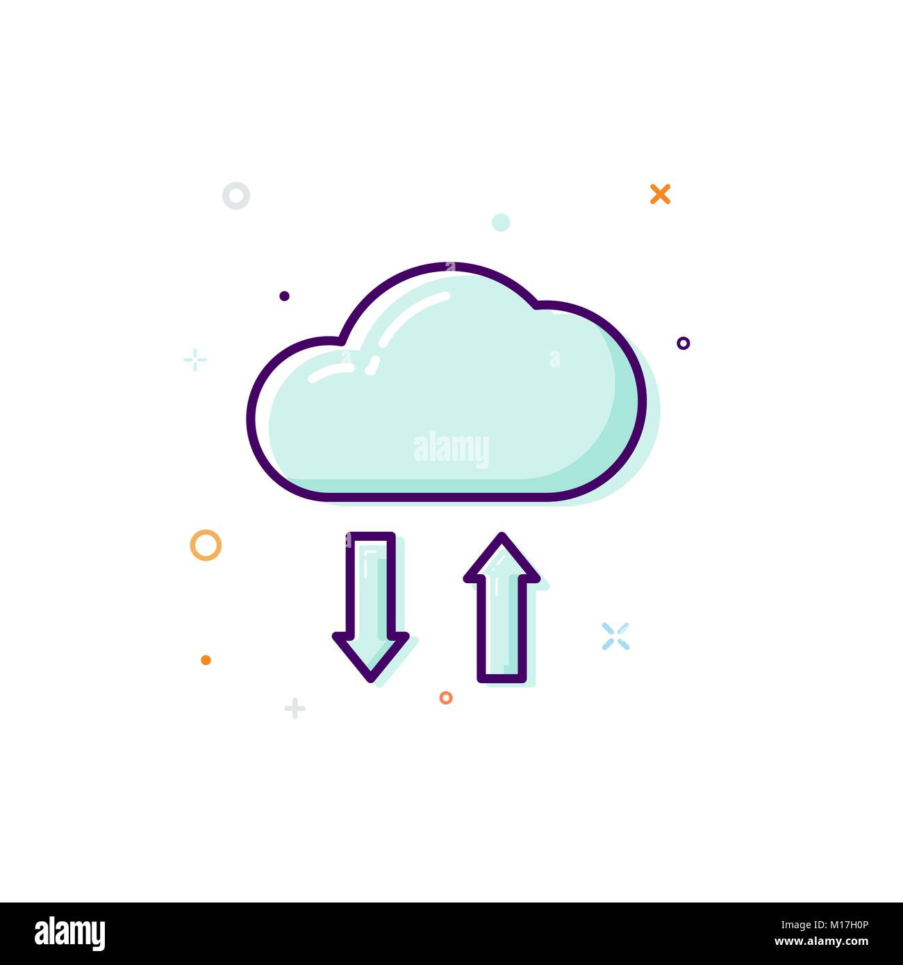 Concept cloud icon. Thin line flat design. Data store concept. Vector illustration isolated on white background Stock Vector