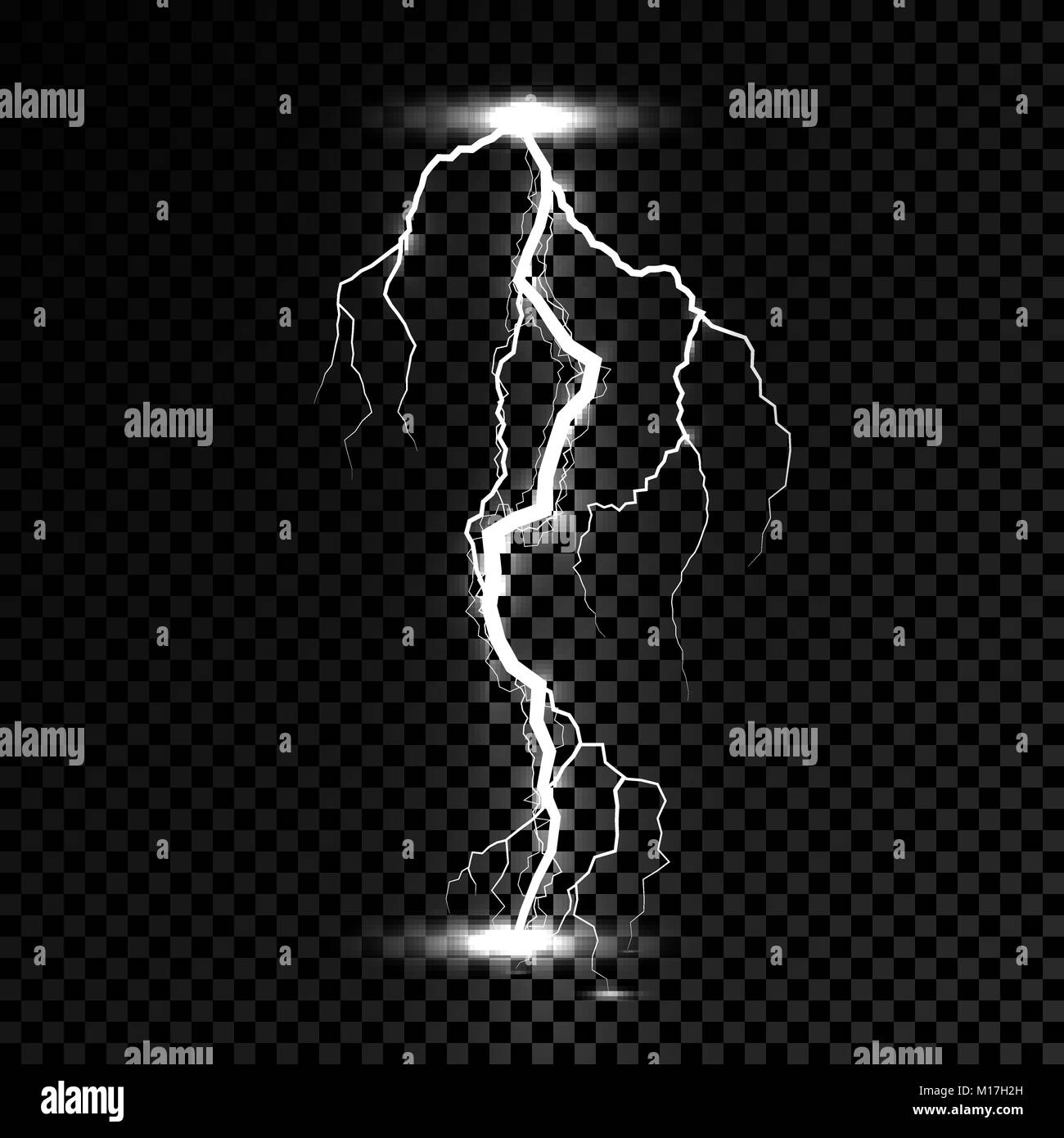 Lightning flash light thunder spark. Vector bolt lightning or electricity blast storm or thunderbolt on transparent background Stock Vector