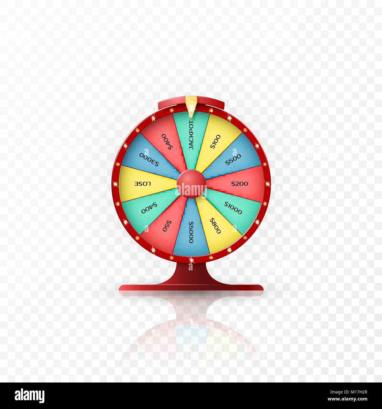 Jackpot win in the wheel of fortune. Wheel of fortune isolated on transparent background. Vector illustration Stock Vector