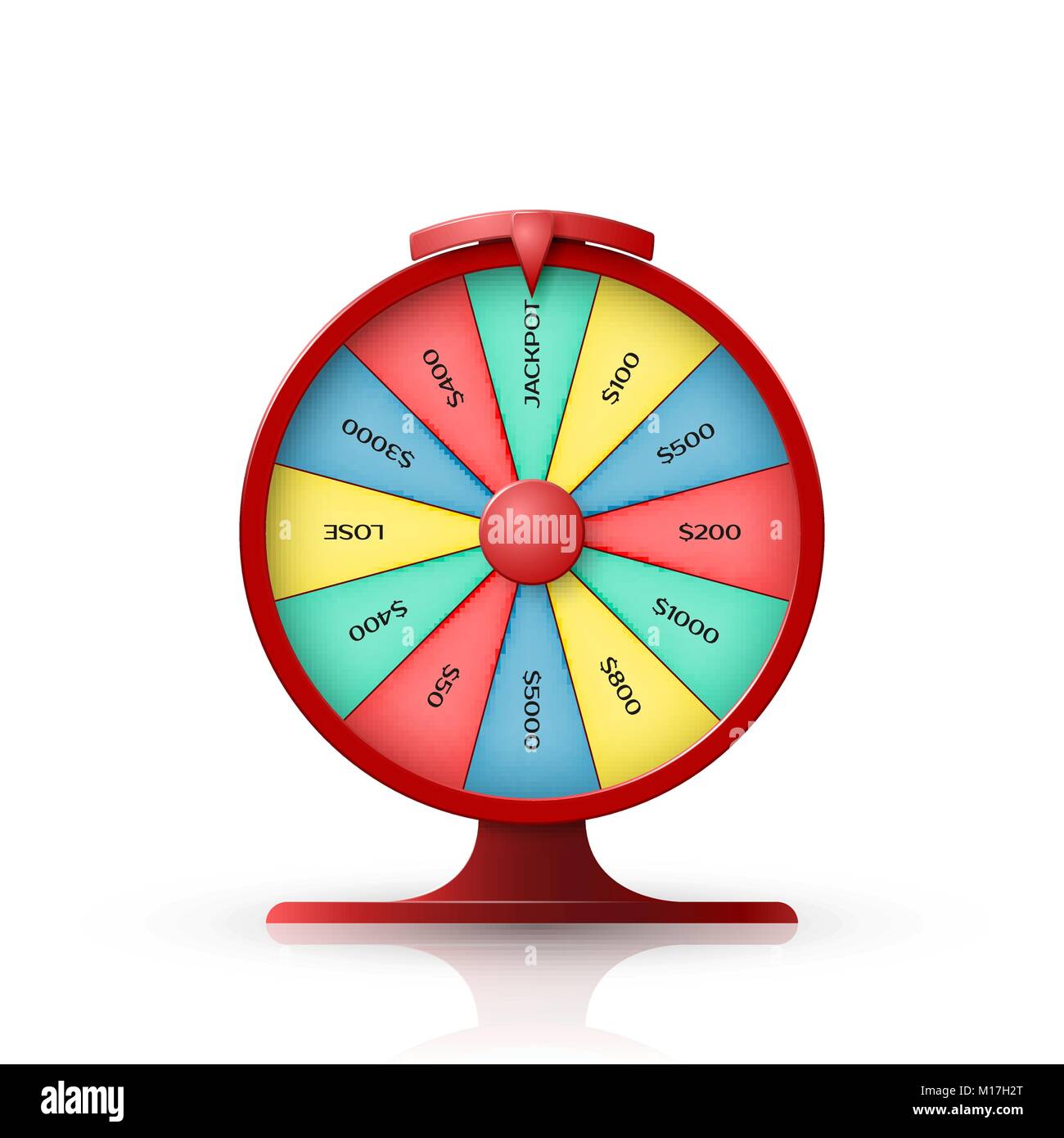 Wheel of fortune. 3d object isolated on white background. Vector illustration Stock Vector