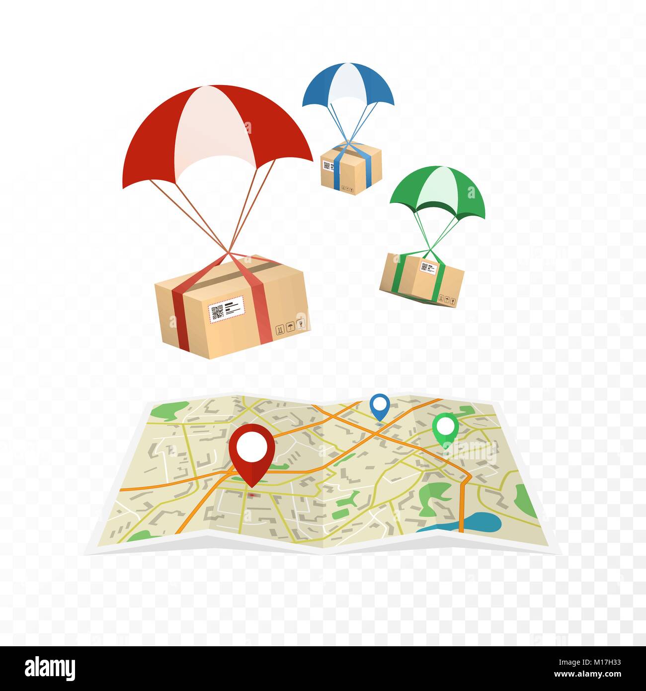 Concept delivery service. Logistic and delivery packages. Flat vector illustration isolated on transparent background Stock Vector