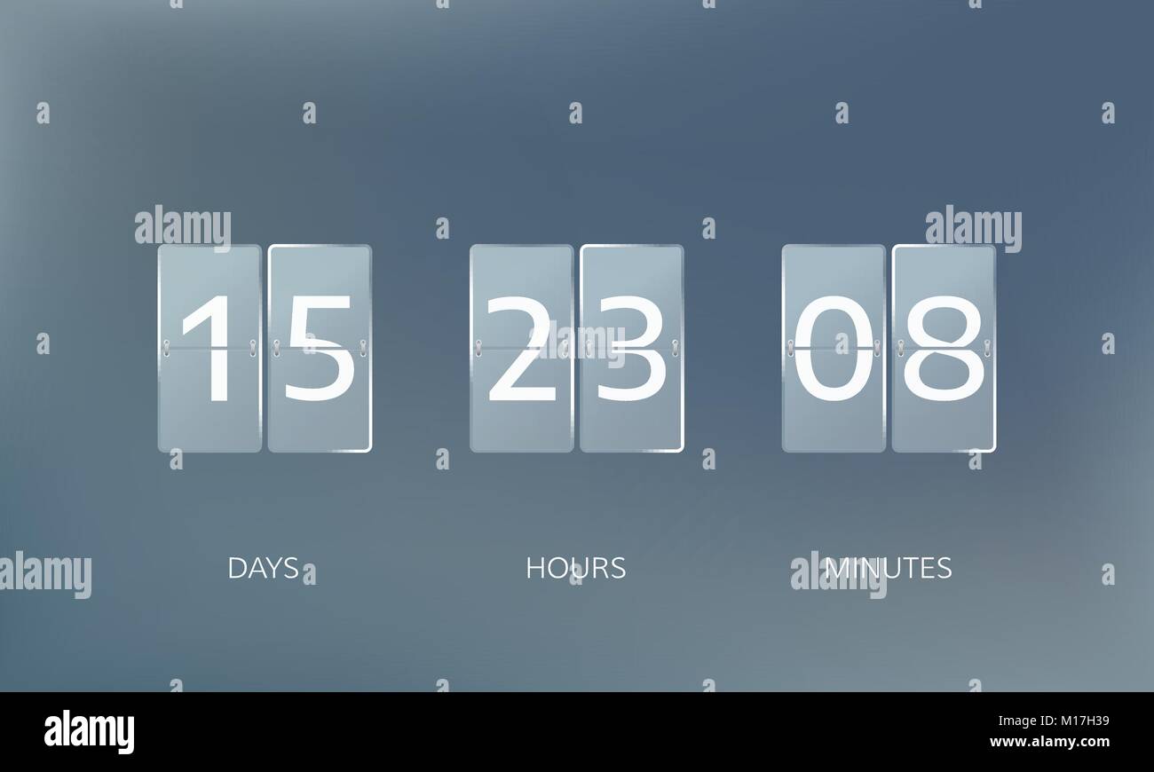 Announce countdown design. Count days, hours and minutes. Vector illustration Stock Vector