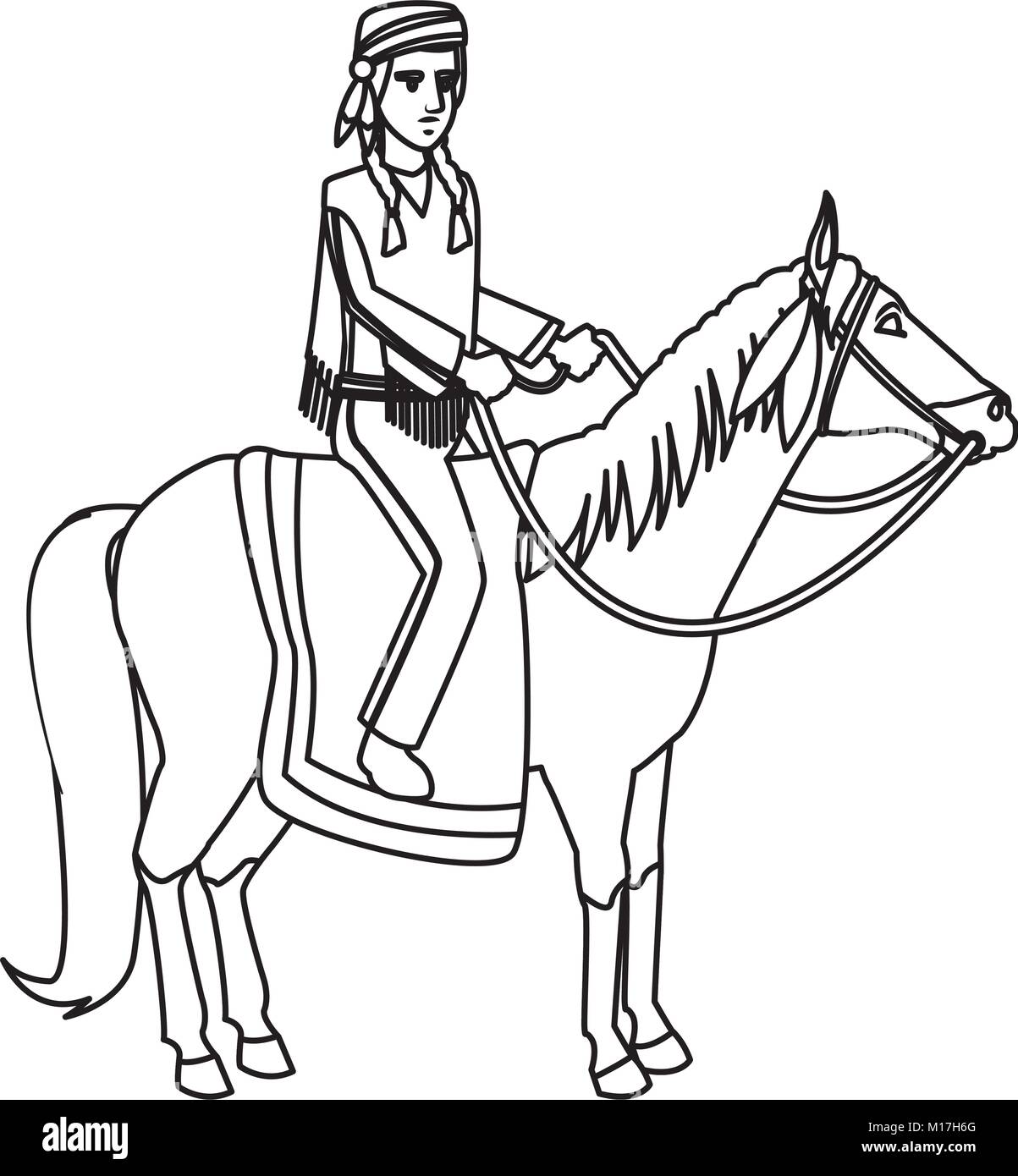 American Indian Horse Drawing Stock Photos & American Indian Horse