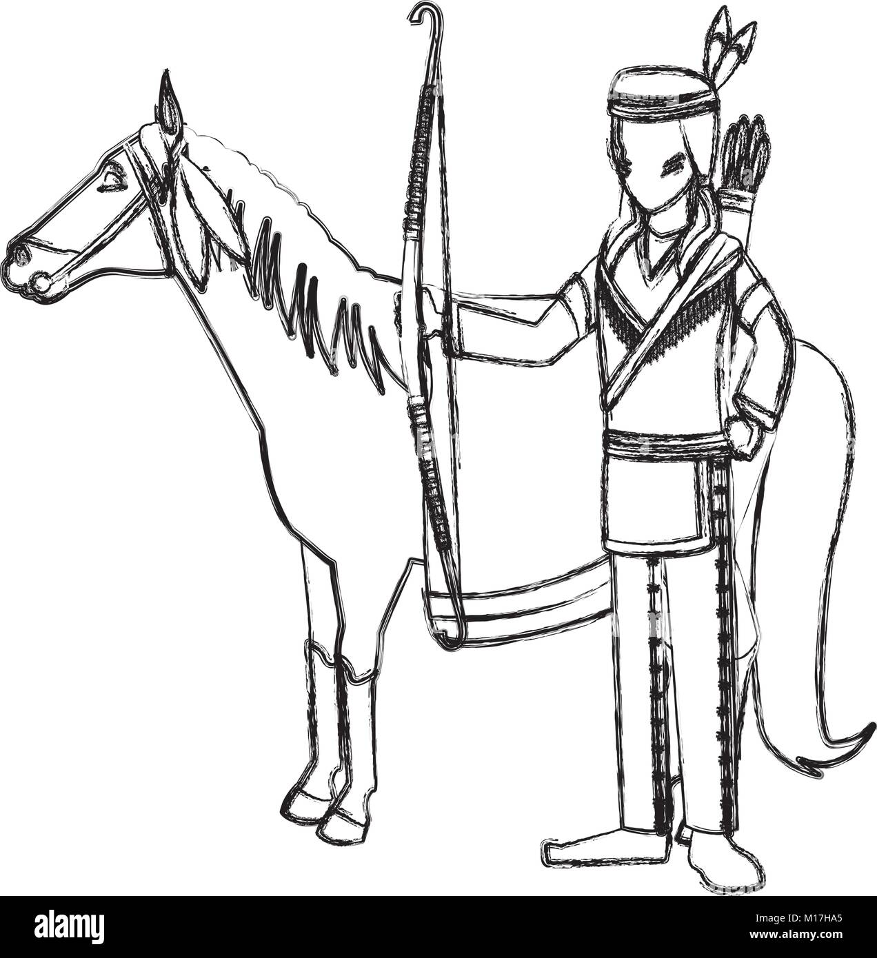American Indian Horse Drawing Stock Photos & American Indian Horse ...