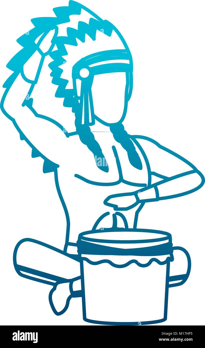 American indian with drum Stock Vector Image & Art - Alamy