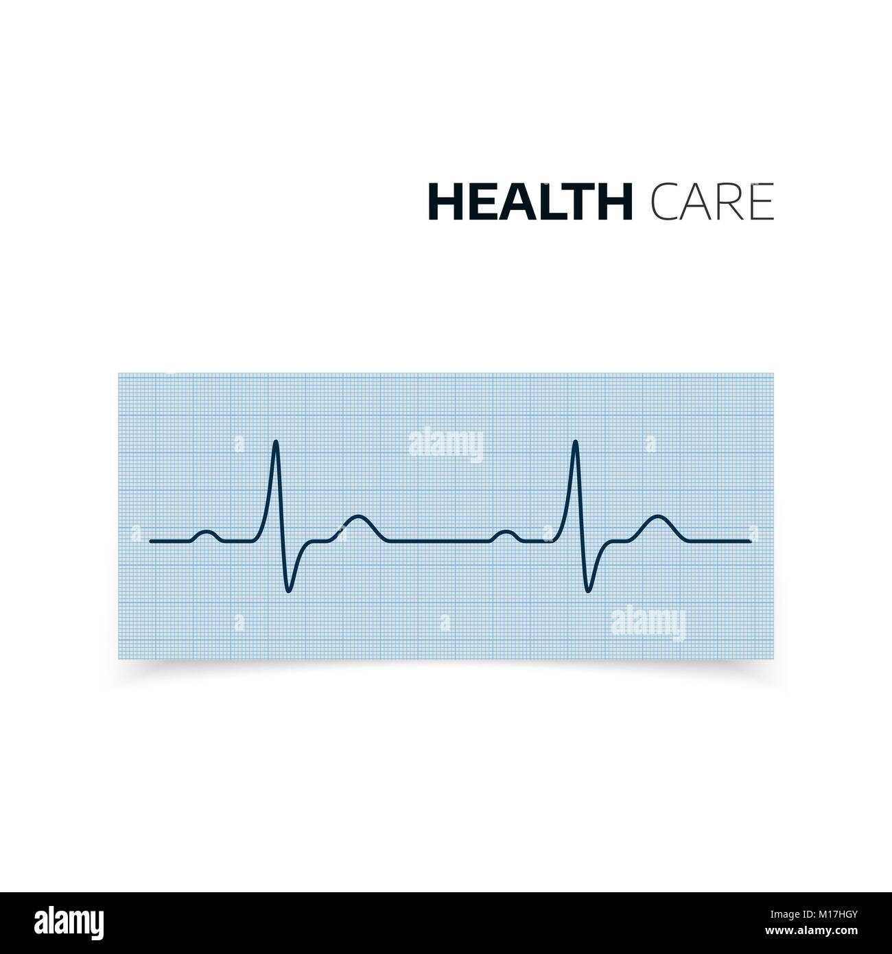 Medical diagnosis of Heartbeat and heart rate. Cardiogram of health Heart. Heartbaet curve on graph paper. Vector illustration Stock Vector