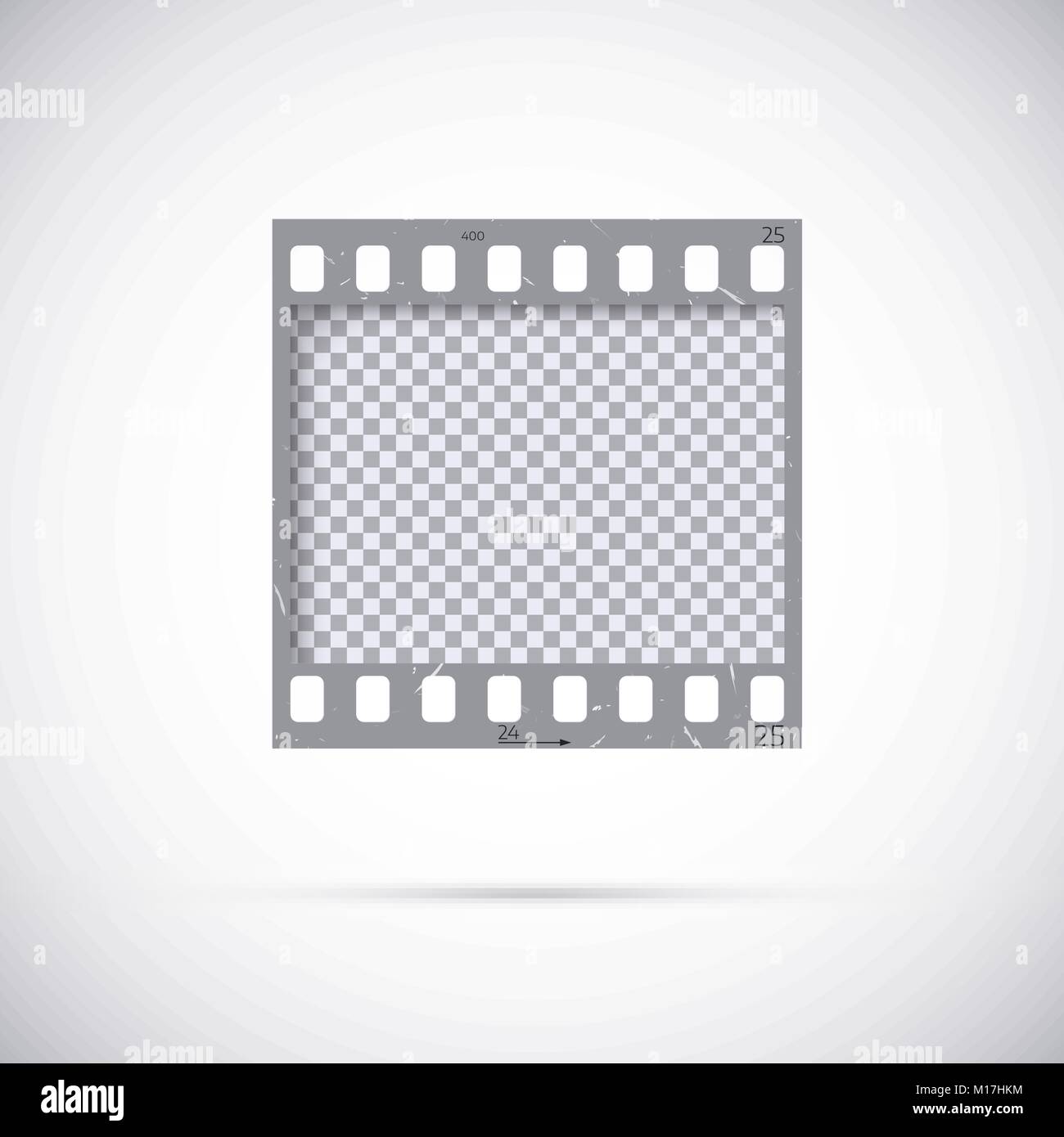 Realistic Frame of 35 mm filmstrip. Empty blanck Photo negative film template. Vector illustration on white background Stock Vector