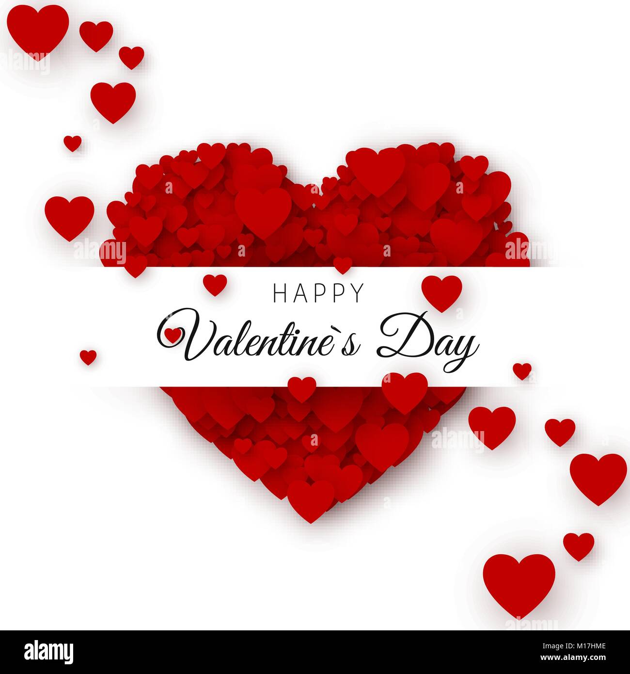 Happy Valentines Day Handwritten Calligraphic Lettering With Red Hearts  Stock Illustration - Download Image Now - iStock