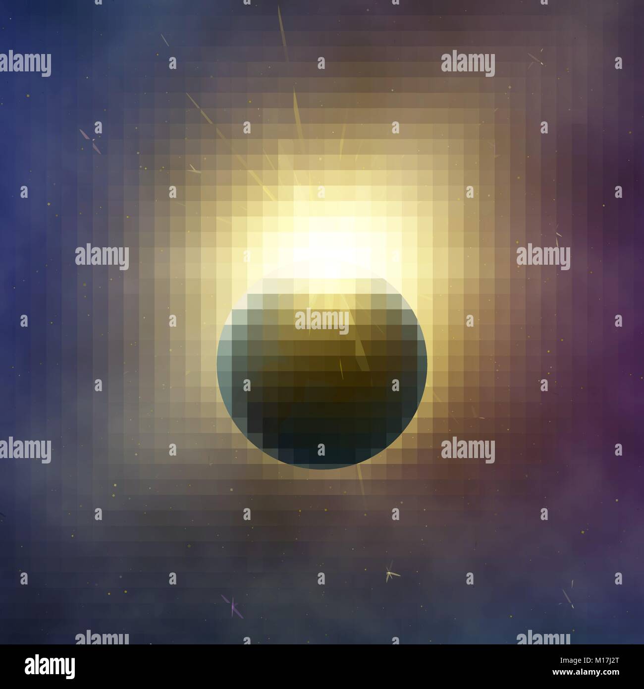 Open space. Realistic beautiful solar eclipse. Abstract star eclipse effect. Vector background Stock Vector
