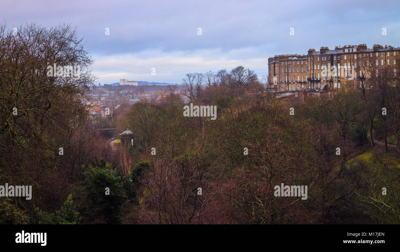 A cityscape photo of Edinburgh in winter from the bridge on Queensferry road. The shot was taken in January 2018 Stock Photo