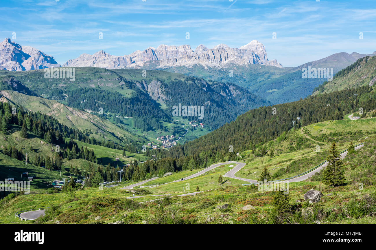 Alps dolomites landscape with mountain road hi-res stock photography ...