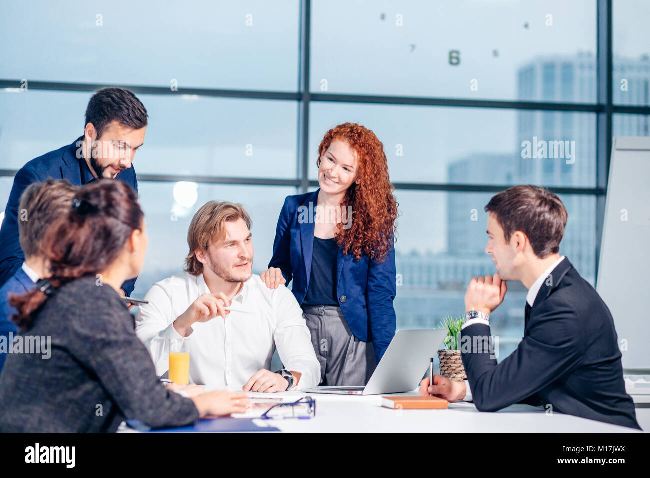 Business man making presentation at office Stock Photo