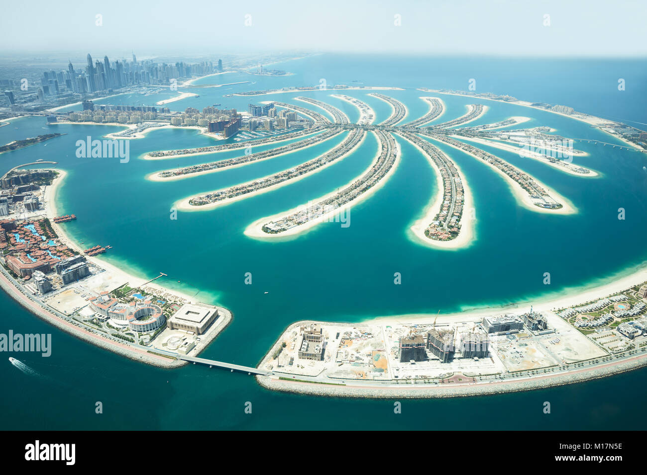 An Artificial Jumeirah Palm Island On Sea, Dubai, United Arab Emirates Stock Photo