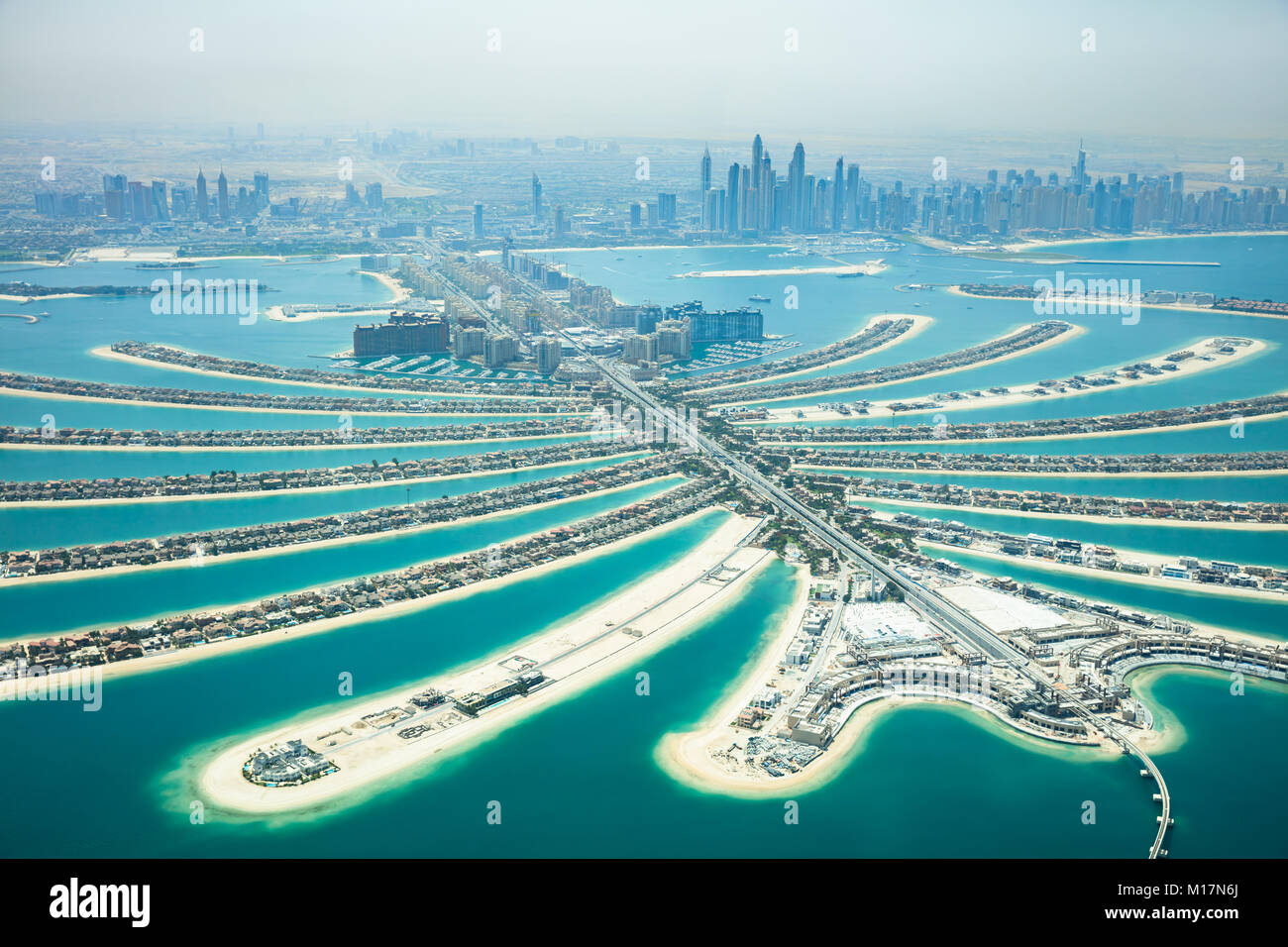 An Artificial Jumeirah Palm Island On Sea, Dubai, United Arab Emirates Stock Photo