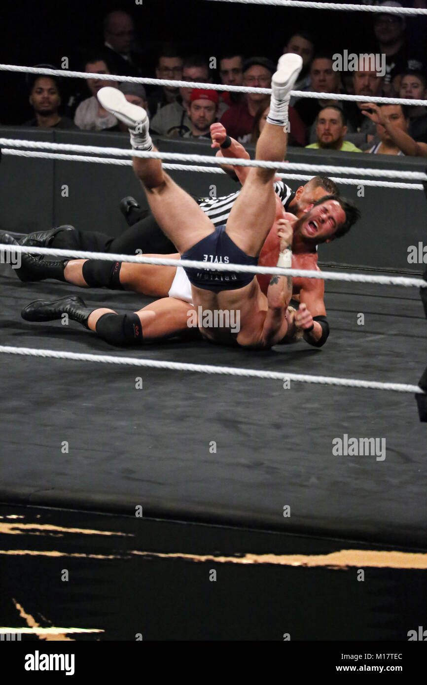 Philadelphia, PA, USA. 27th Jan, 2018. Roderick Strong wins match at WWE NXT Take Over at Wells Fargo Center in Philadelphia, Pa on January 27, 2018 Credit: Star Shooter/Media Punch/Alamy Live News Stock Photo