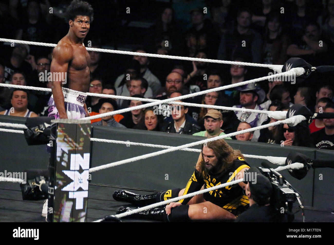 Philadelphia, PA, USA. 27th Jan, 2018. Velveteen Dream wins match at WWE NXT Take Over at Wells Fargo Center in Philadelphia, Pa on January 27, 2018 Credit: Star Shooter/Media Punch/Alamy Live News Stock Photo