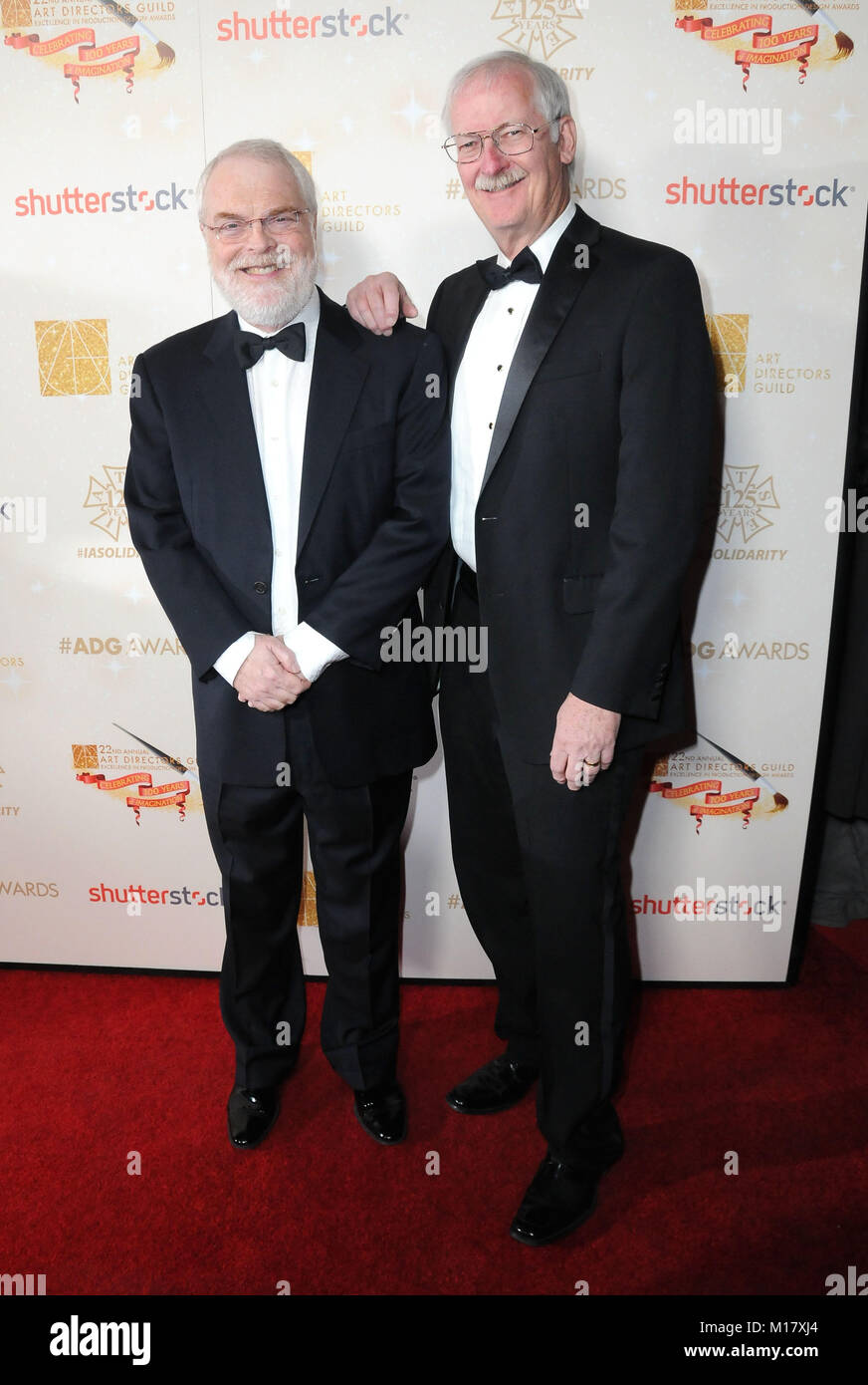 Hollywood, California, USA. 27th January 2018.(L-R) Production designers Ron Clements and John Musker attend Art Directors Guild 22nd Annual Excellence in Production Design Awards at the Dolby Theatre on January 27, 2018 in Hollywood, California. Photo by Barry King/Alamy Live News Stock Photo