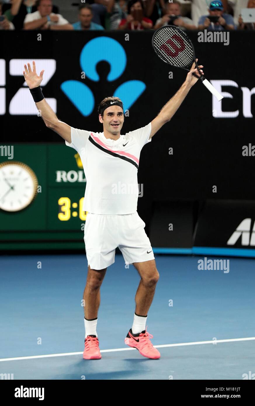 Melbourne, Australia. 28th Jan, 2018. Switzerland's Roger Federer