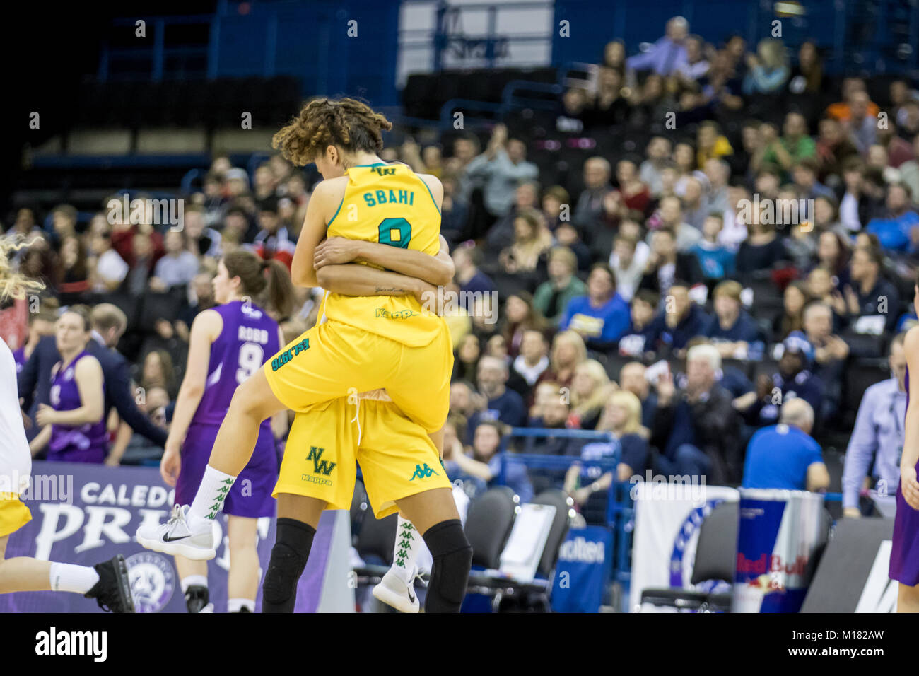 Birmingham, UK, 28th January, 2018. British Basketball, WBBL cup final between Nottingham Wildcats and Caledonia Pride.  Nottingham Wilcats win. Arena Birmingham. Credit: Carol Moir / Alamy Live News. Stock Photo