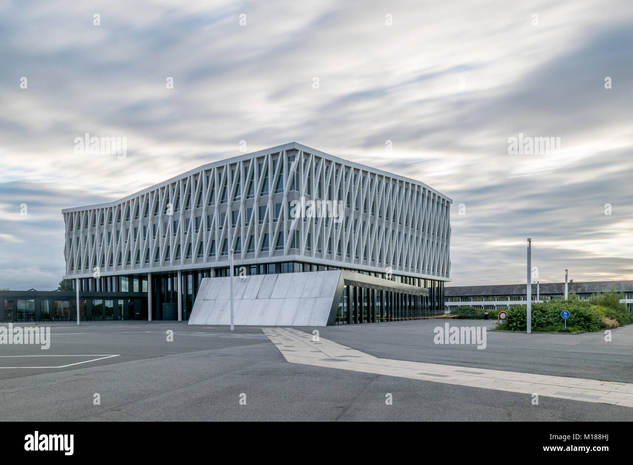 VIBORG, DENMARK - AUGUST 18, 2016: City hall of Viborg, Denmark. Designed by Henning Larsen international architecture firm Stock Photo