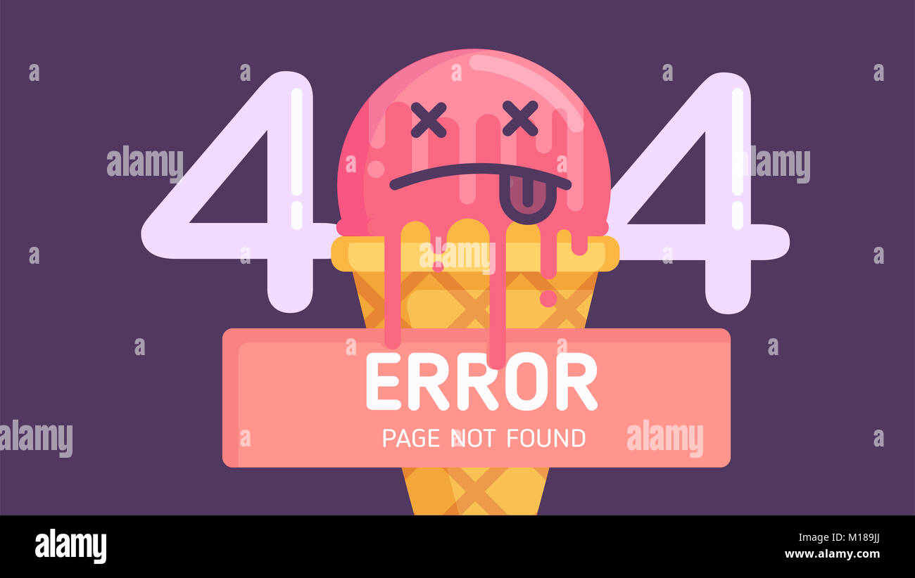 404  ice-cream error page not found  flat vector graphic background Stock Photo