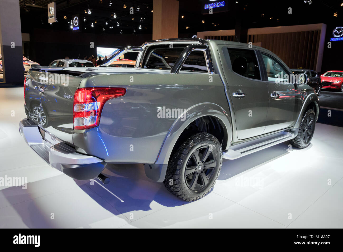 BRUSSELS - JAN 10, 2018: New Mitsubishi L200 Triton pickup truck shown at the Brussels Motor Show. Stock Photo