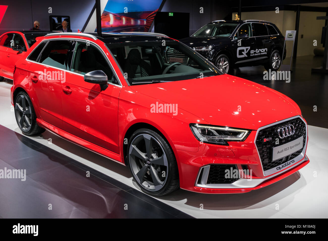 BRUSSELS - JAN 10, 2018: New 2018 Audi RS3 Sportback car showcased at ...