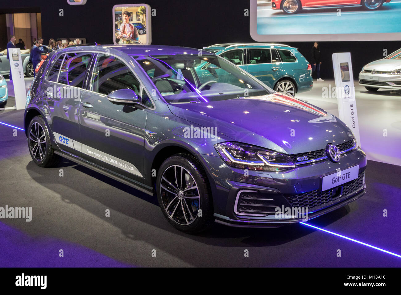 BRUSSELS - JAN 10, 2018: Volkswagen Golf GTE Plug-In Hybrid car showcased  at the Brussels Motor Show Stock Photo - Alamy
