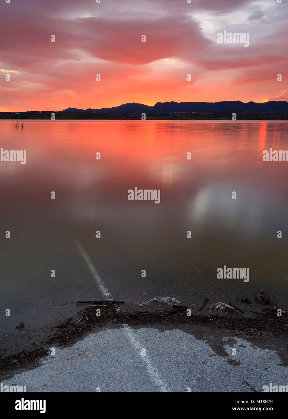 Sunrise at Bellus swamp, Comunidad Valenciana, Spain, Europe Stock Photo